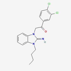 molecular formula C19H19Cl2N3O B11684643 2-(3-butyl-2-imino-2,3-dihydro-1H-benzimidazol-1-yl)-1-(3,4-dichlorophenyl)ethanone 