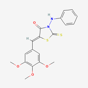 molecular formula C19H18N2O4S2 B11684696 3-Anilino-2-thioxo-5-(3,4,5-trimethoxybenzylidene)-1,3-thiazolidin-4-one 