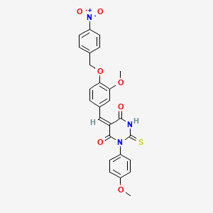 (5E)-5-{3-methoxy-4-[(4-nitrobenzyl)oxy]benzylidene}-1-(4-methoxyphenyl)-2-thioxodihydropyrimidine-4,6(1H,5H)-dione