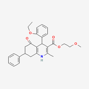 molecular formula C28H31NO5 B11684809 2-Methoxyethyl 4-(2-ethoxyphenyl)-2-methyl-5-oxo-7-phenyl-1,4,5,6,7,8-hexahydroquinoline-3-carboxylate 