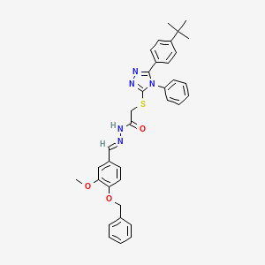 molecular formula C35H35N5O3S B11684811 N'-{(E)-[4-(benzyloxy)-3-methoxyphenyl]methylidene}-2-{[5-(4-tert-butylphenyl)-4-phenyl-4H-1,2,4-triazol-3-yl]sulfanyl}acetohydrazide 