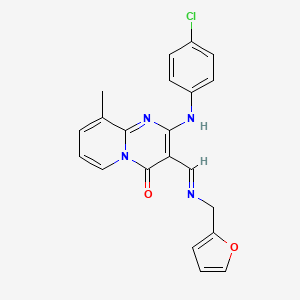 2-(4-Chloroanilino)-3-(furan-2-ylmethyliminomethyl)-9-methylpyrido[1,2-a]pyrimidin-4-one