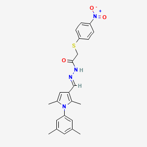 molecular formula C23H24N4O3S B11684871 N'-[(E)-[1-(3,5-Dimethylphenyl)-2,5-dimethyl-1H-pyrrol-3-YL]methylidene]-2-[(4-nitrophenyl)sulfanyl]acetohydrazide 