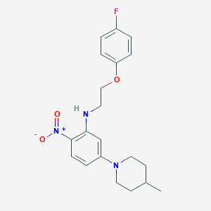 N-[2-(4-fluorophenoxy)ethyl]-5-(4-methylpiperidin-1-yl)-2-nitroaniline