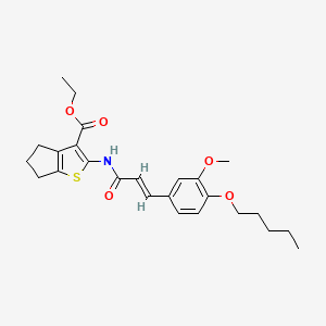 ethyl 2-({(2E)-3-[3-methoxy-4-(pentyloxy)phenyl]prop-2-enoyl}amino)-5,6-dihydro-4H-cyclopenta[b]thiophene-3-carboxylate