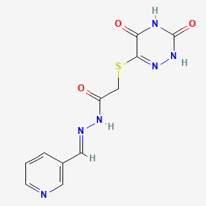 2-[(3,5-dihydroxy-1,2,4-triazin-6-yl)sulfanyl]-N'-[(E)-pyridin-3-ylmethylidene]acetohydrazide