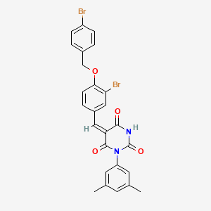 molecular formula C26H20Br2N2O4 B11684974 (5E)-5-{3-bromo-4-[(4-bromobenzyl)oxy]benzylidene}-1-(3,5-dimethylphenyl)pyrimidine-2,4,6(1H,3H,5H)-trione 