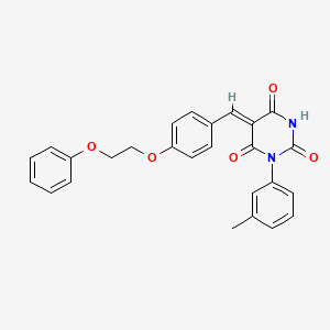 molecular formula C26H22N2O5 B11684975 (5Z)-1-(3-Methylphenyl)-5-{[4-(2-phenoxyethoxy)phenyl]methylidene}-1,3-diazinane-2,4,6-trione 