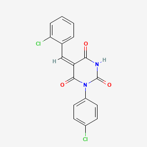 (5E)-1-(4-chlorophenyl)-5-[(2-chlorophenyl)methylidene]-1,3-diazinane-2,4,6-trione