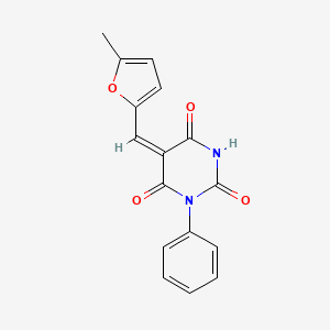 (5E)-5-[(5-methylfuran-2-yl)methylidene]-1-phenyl-1,3-diazinane-2,4,6-trione