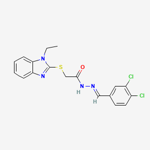 N'-[(E)-(3,4-dichlorophenyl)methylidene]-2-[(1-ethyl-1H-benzimidazol-2-yl)sulfanyl]acetohydrazide