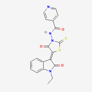 N-[(5Z)-5-(1-ethyl-2-oxo-1,2-dihydro-3H-indol-3-ylidene)-4-oxo-2-thioxo-1,3-thiazolidin-3-yl]pyridine-4-carboxamide