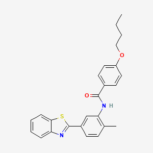 molecular formula C25H24N2O2S B11685088 N-[5-(1,3-benzothiazol-2-yl)-2-methylphenyl]-4-butoxybenzamide 