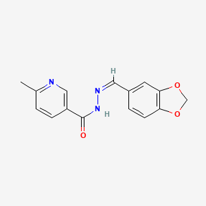 molecular formula C15H13N3O3 B11685107 N'-[(Z)-1,3-benzodioxol-5-ylmethylidene]-6-methylpyridine-3-carbohydrazide 