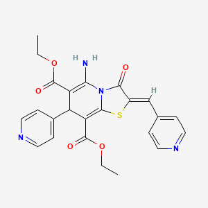 molecular formula C24H22N4O5S B11685144 diethyl (2Z)-5-amino-3-oxo-7-(pyridin-4-yl)-2-(pyridin-4-ylmethylidene)-2,3-dihydro-7H-[1,3]thiazolo[3,2-a]pyridine-6,8-dicarboxylate 