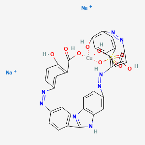Cuprate(2-), (5-((4-(5-((2,6-dihydroxy-3-((2-hydroxy-5-sulfophenyl)azo)phenyl)azo)-1H-benzimidazol-2-yl)phenyl)azo)-2-hydroxybenzoato(4-))-, disodium