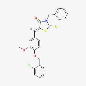 molecular formula C25H20ClNO3S2 B11685204 (5Z)-3-benzyl-5-{4-[(2-chlorobenzyl)oxy]-3-methoxybenzylidene}-2-thioxo-1,3-thiazolidin-4-one 