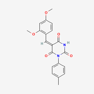 (5E)-5-(2,4-dimethoxybenzylidene)-1-(4-methylphenyl)pyrimidine-2,4,6(1H,3H,5H)-trione