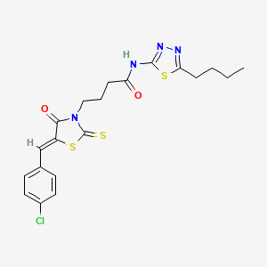 N-(5-butyl-1,3,4-thiadiazol-2-yl)-4-[(5Z)-5-[(4-chlorophenyl)methylidene]-4-oxo-2-sulfanylidene-1,3-thiazolidin-3-yl]butanamide