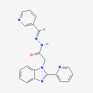 molecular formula C20H16N6O B11685284 2-[2-(2-pyridyl)benzimidazol-1-yl]-N-(3-pyridylmethyleneamino)acetamide 