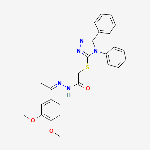 molecular formula C26H25N5O3S B11685307 N'-[(1Z)-1-(3,4-Dimethoxyphenyl)ethylidene]-2-[(4,5-diphenyl-4H-1,2,4-triazol-3-YL)sulfanyl]acetohydrazide 