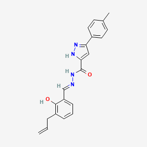 molecular formula C21H20N4O2 B11685321 5-P-Tolyl-2H-pyrazole-3-carboxylic acid (3-allyl-2-HO-benzylidene)-hydrazide 