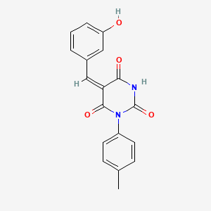 (5E)-5-(3-hydroxybenzylidene)-1-(4-methylphenyl)pyrimidine-2,4,6(1H,3H,5H)-trione