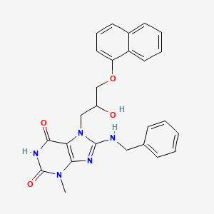 molecular formula C26H25N5O4 B11685360 8-(benzylamino)-7-[2-hydroxy-3-(naphthalen-1-yloxy)propyl]-3-methyl-2,3,6,7-tetrahydro-1H-purine-2,6-dione 