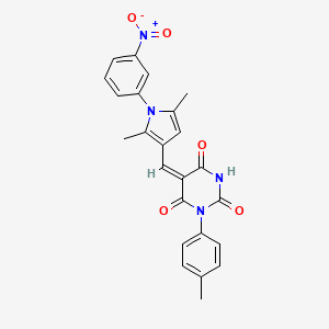 (5E)-5-{[2,5-dimethyl-1-(3-nitrophenyl)-1H-pyrrol-3-yl]methylidene}-1-(4-methylphenyl)pyrimidine-2,4,6(1H,3H,5H)-trione