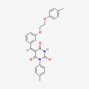 (5E)-5-{3-[2-(4-methylphenoxy)ethoxy]benzylidene}-1-(4-methylphenyl)pyrimidine-2,4,6(1H,3H,5H)-trione