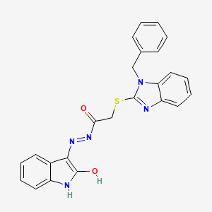 2-[(1-benzyl-1H-benzimidazol-2-yl)sulfanyl]-N'-[(3Z)-2-oxo-1,2-dihydro-3H-indol-3-ylidene]acetohydrazide