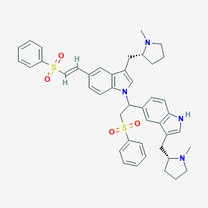B116854 5-[(E)-2-(benzenesulfonyl)ethenyl]-1-[2-(benzenesulfonyl)-1-[3-[[(2R)-1-methylpyrrolidin-2-yl]methyl]-1H-indol-5-yl]ethyl]-3-[[(2R)-1-methylpyrrolidin-2-yl]methyl]indole CAS No. 438226-83-6