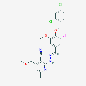 2-[(2E)-2-{4-[(2,4-dichlorobenzyl)oxy]-3-iodo-5-methoxybenzylidene}hydrazinyl]-4-(methoxymethyl)-6-methylpyridine-3-carbonitrile