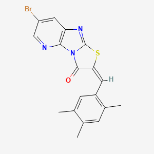 molecular formula C18H14BrN3OS B11685426 (4E)-10-bromo-4-[(2,4,5-trimethylphenyl)methylidene]-5-thia-2,7,12-triazatricyclo[6.4.0.02,6]dodeca-1(8),6,9,11-tetraen-3-one 