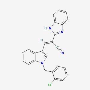 molecular formula C25H17ClN4 B11685429 (2E)-2-(1H-benzimidazol-2-yl)-3-[1-(2-chlorobenzyl)-1H-indol-3-yl]prop-2-enenitrile 