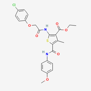 molecular formula C24H23ClN2O6S B11685440 Ethyl 2-{[(4-chlorophenoxy)acetyl]amino}-5-[(4-methoxyphenyl)carbamoyl]-4-methylthiophene-3-carboxylate 