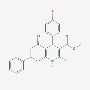 molecular formula C24H22FNO3 B11685451 Methyl 4-(4-fluorophenyl)-2-methyl-5-oxo-7-phenyl-1,4,5,6,7,8-hexahydroquinoline-3-carboxylate 