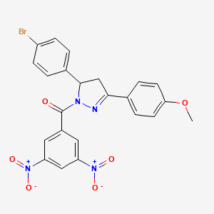 molecular formula C23H17BrN4O6 B11685460 5-(4-bromophenyl)-1-(3,5-dinitrobenzoyl)-3-(4-methoxyphenyl)-4,5-dihydro-1H-pyrazole 