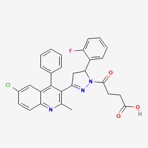 molecular formula C29H23ClFN3O3 B11685464 4-[3-(6-chloro-2-methyl-4-phenylquinolin-3-yl)-5-(2-fluorophenyl)-4,5-dihydro-1H-pyrazol-1-yl]-4-oxobutanoic acid 