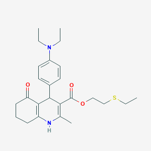 molecular formula C25H34N2O3S B11685481 2-(Ethylsulfanyl)ethyl 4-[4-(diethylamino)phenyl]-2-methyl-5-oxo-1,4,5,6,7,8-hexahydroquinoline-3-carboxylate 