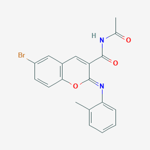 (2Z)-N-acetyl-6-bromo-2-[(2-methylphenyl)imino]-2H-chromene-3-carboxamide