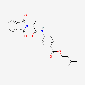 molecular formula C23H24N2O5 B11685514 3-methylbutyl 4-{[2-(1,3-dioxo-1,3-dihydro-2H-isoindol-2-yl)propanoyl]amino}benzoate 