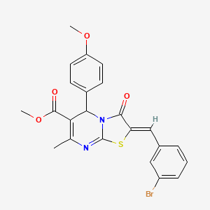 molecular formula C23H19BrN2O4S B11685523 Methyl (2Z)-2-[(3-bromophenyl)methylidene]-5-(4-methoxyphenyl)-7-methyl-3-oxo-2H,3H,5H-[1,3]thiazolo[3,2-A]pyrimidine-6-carboxylate 