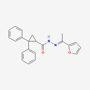 molecular formula C22H20N2O2 B11685535 N'-[1-(2-Furyl)ethylidene]-2,2-diphenyl-1-cyclopropanecarbohydrazide 