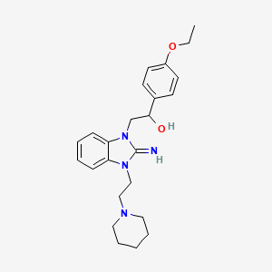 molecular formula C24H32N4O2 B11685565 1-(4-ethoxyphenyl)-2-{2-imino-3-[2-(piperidin-1-yl)ethyl]-2,3-dihydro-1H-benzimidazol-1-yl}ethanol 