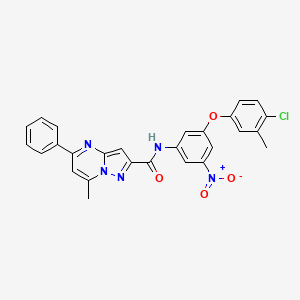 N-[3-(4-chloro-3-methylphenoxy)-5-nitrophenyl]-7-methyl-5-phenylpyrazolo[1,5-a]pyrimidine-2-carboxamide