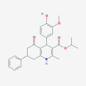 Propan-2-yl 4-(4-hydroxy-3-methoxyphenyl)-2-methyl-5-oxo-7-phenyl-1,4,5,6,7,8-hexahydroquinoline-3-carboxylate