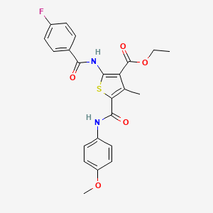 molecular formula C23H21FN2O5S B11685586 Ethyl 2-{[(4-fluorophenyl)carbonyl]amino}-5-[(4-methoxyphenyl)carbamoyl]-4-methylthiophene-3-carboxylate 