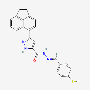 molecular formula C24H20N4OS B11685596 3-(1,2-Dihydro-5-acenaphthylenyl)-N'-{(E)-[4-(methylsulfanyl)phenyl]methylidene}-1H-pyrazole-5-carbohydrazide 