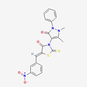 (5Z)-3-(1,5-dimethyl-3-oxo-2-phenyl-2,3-dihydro-1H-pyrazol-4-yl)-5-(3-nitrobenzylidene)-2-thioxo-1,3-thiazolidin-4-one